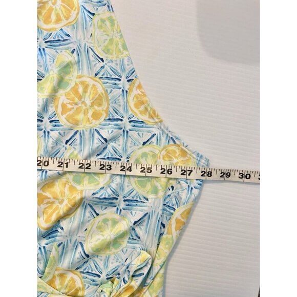 Lands' End Citrus Lemon Lime Women's 3X Ruffle Hem‎ Wrap Sun Dress Swim Coverup - Picture 14 of 15